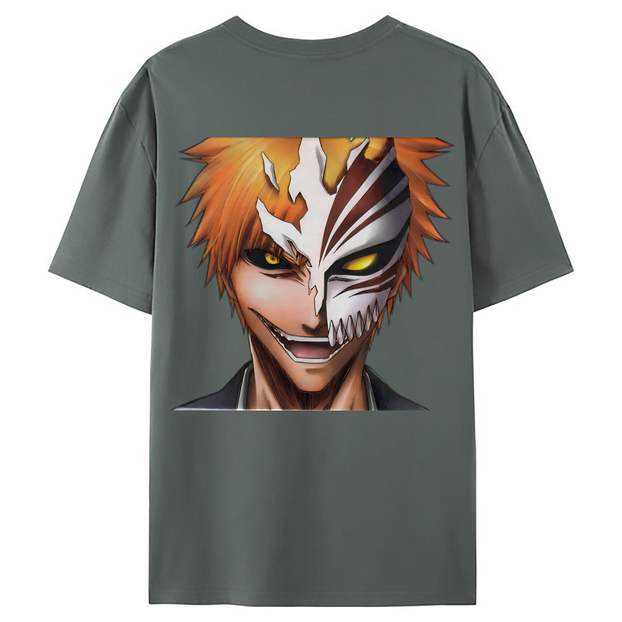 （画像用） ブリーチ 黒崎一護（くろさき いちご）BLEACH Kurosaki Ichigo 綿100％ メンズ半袖Tシャツ（バックプリント） 通気性